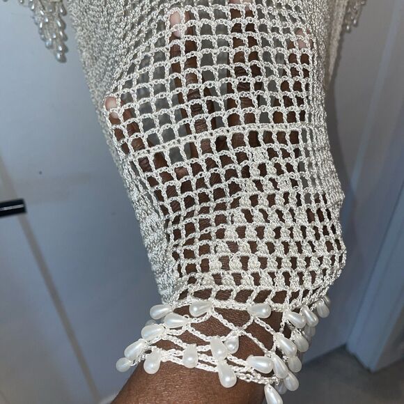 Womens Crochet Tunic Top Small Mesh Elegant Cruise Vacation Cover Up Holiday - Picture 5 of 8